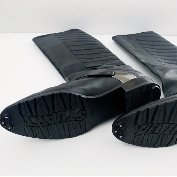 Stuart Weitzman Pointed Toe Flat Boots - Raceway Quilt Back - Picture 5 of 13